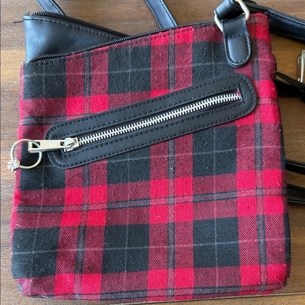 Red and Black Plaid Crossbody Bag - Picture 8 of 8